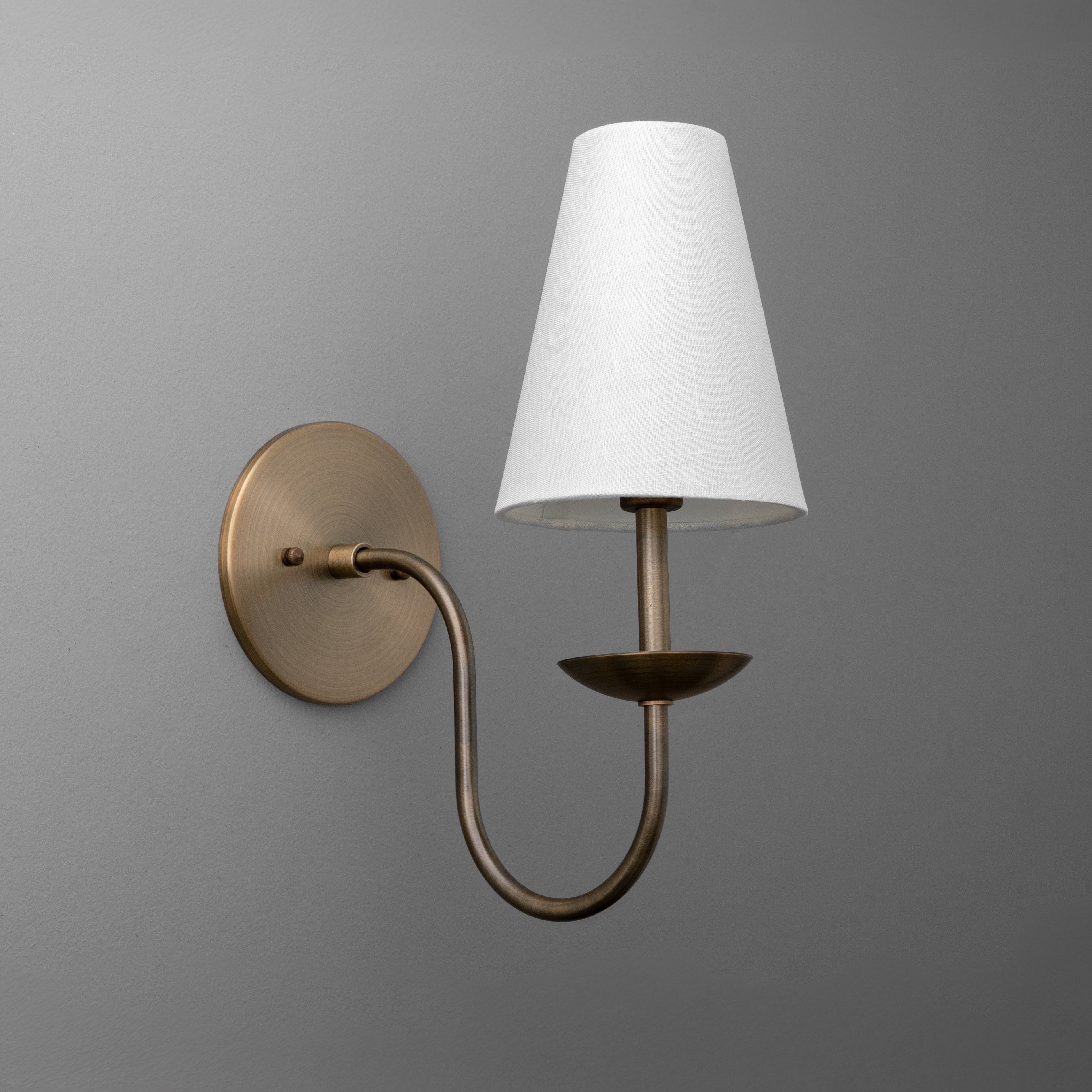 Curva Metal White Linen Sconce - Classic Brass Wall Light for Bedrooms T398