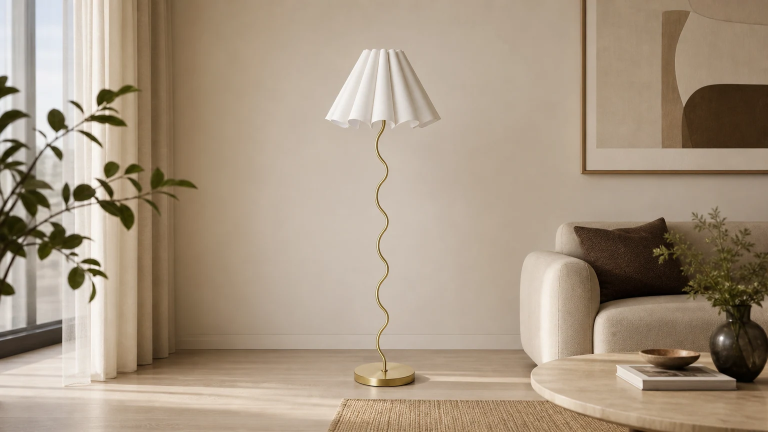 Lampa podłogowa Cora D705 w ciepłej scenerii wnętrza