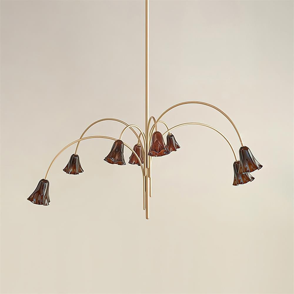 Bellina Modern Romantic Chandelier - Botanical Lily Design with Glass Flowers T280