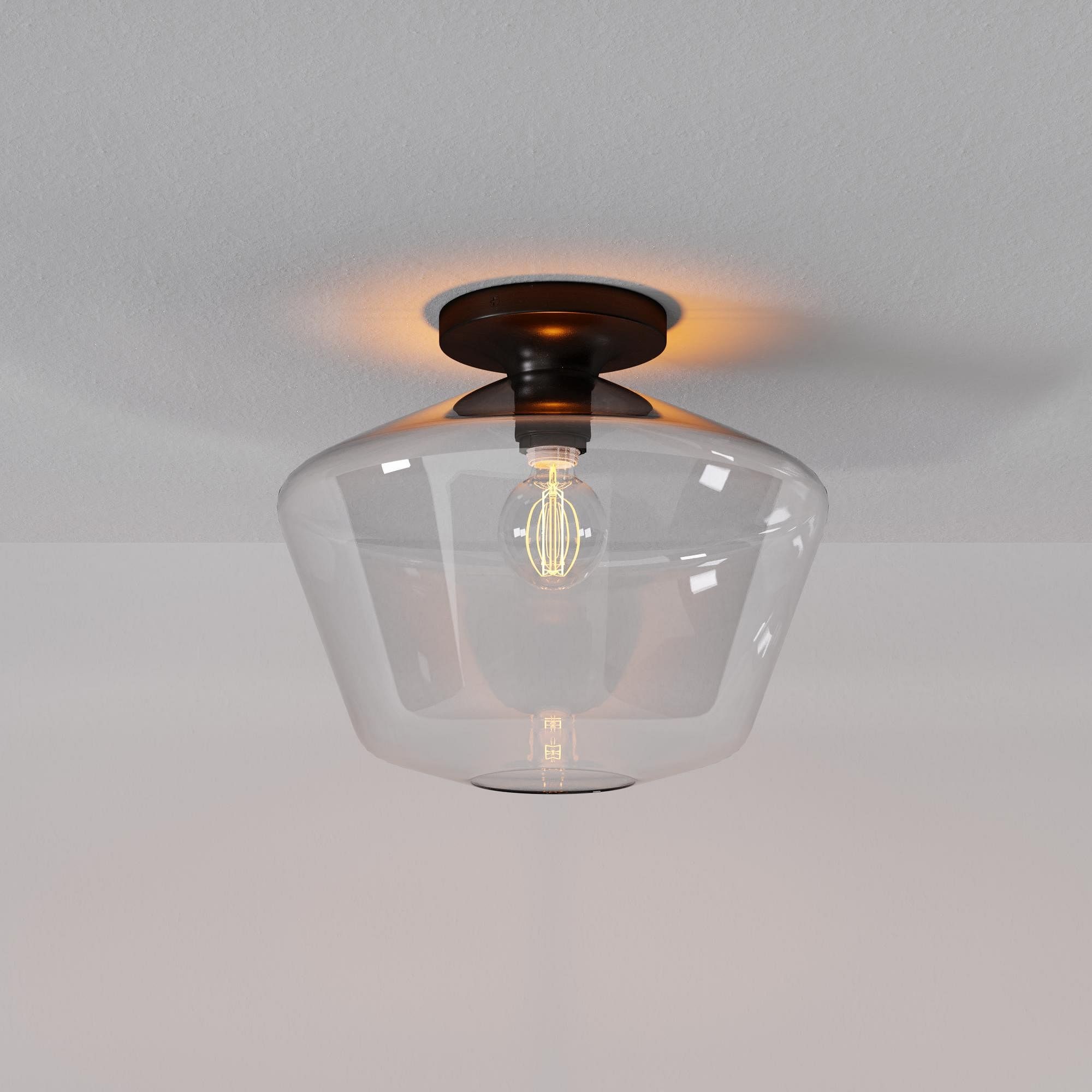 Merin Minimalist Sleek Geometric Glass Flushmount Light T155