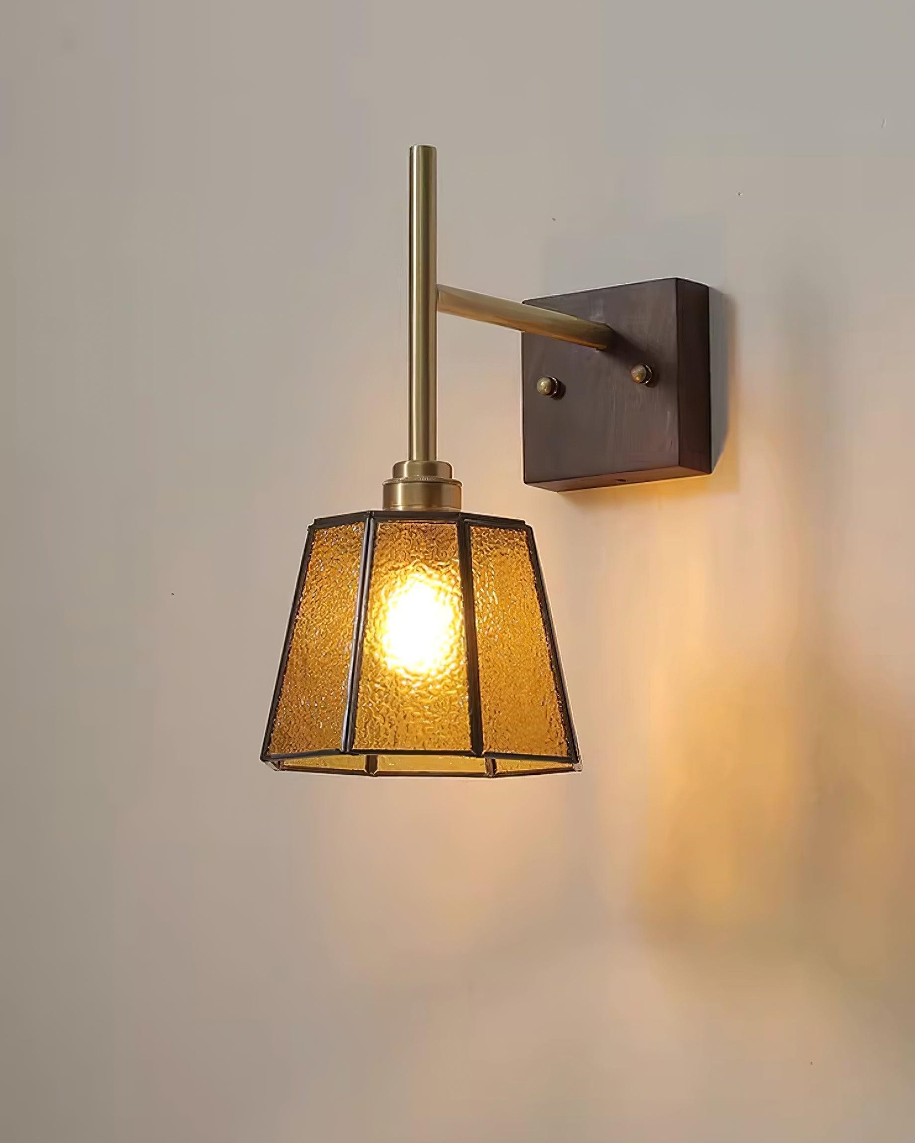 Vintage Brass Walnut Wall Lamp M308