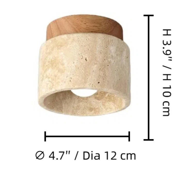 Schemat wymiarów lampy sufitowej Travira, średnica 12 cm i wysokość 10 cm