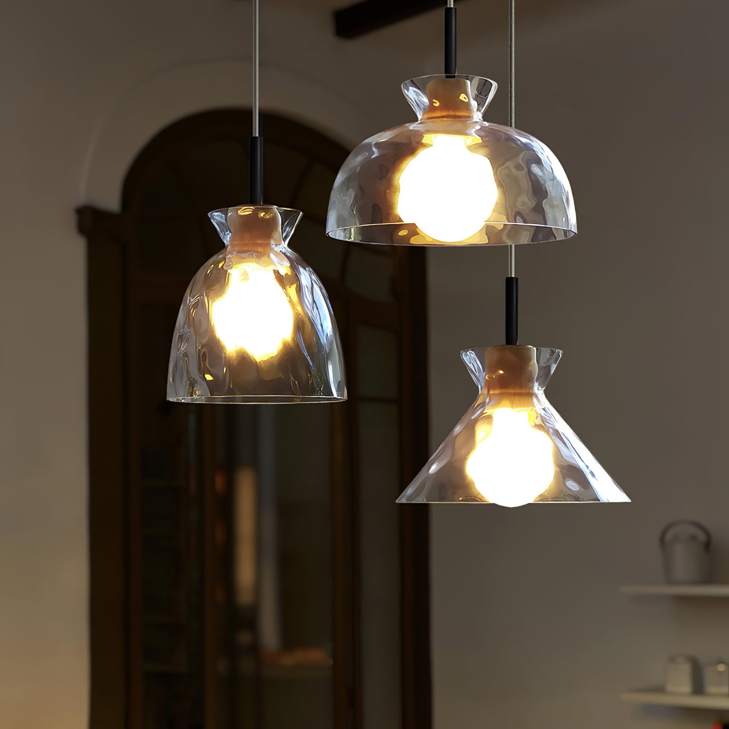 Modern Water Ripple Transparent Glass Pendant Lamp M116