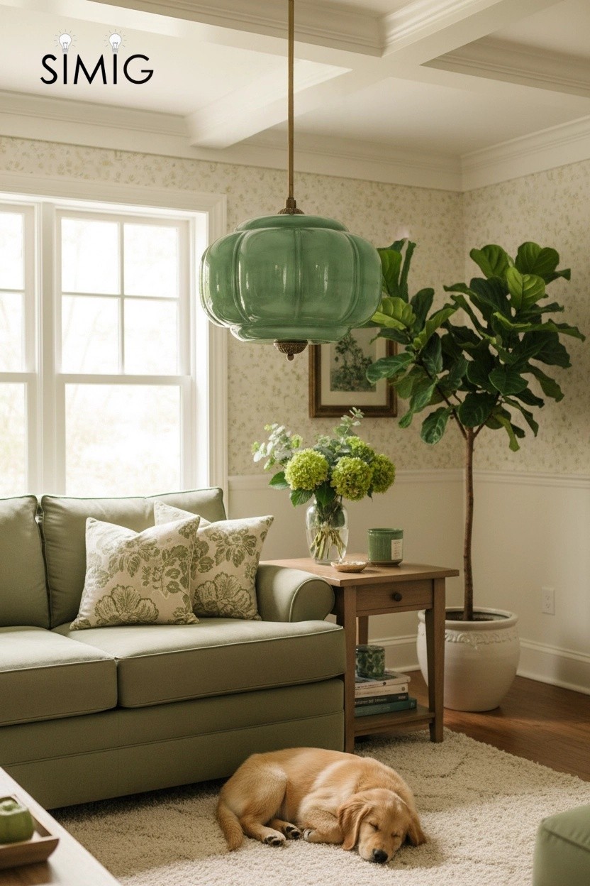 Eloise Vintage Pumpkin Glass Semi-Flush Mount Pendant Light G53