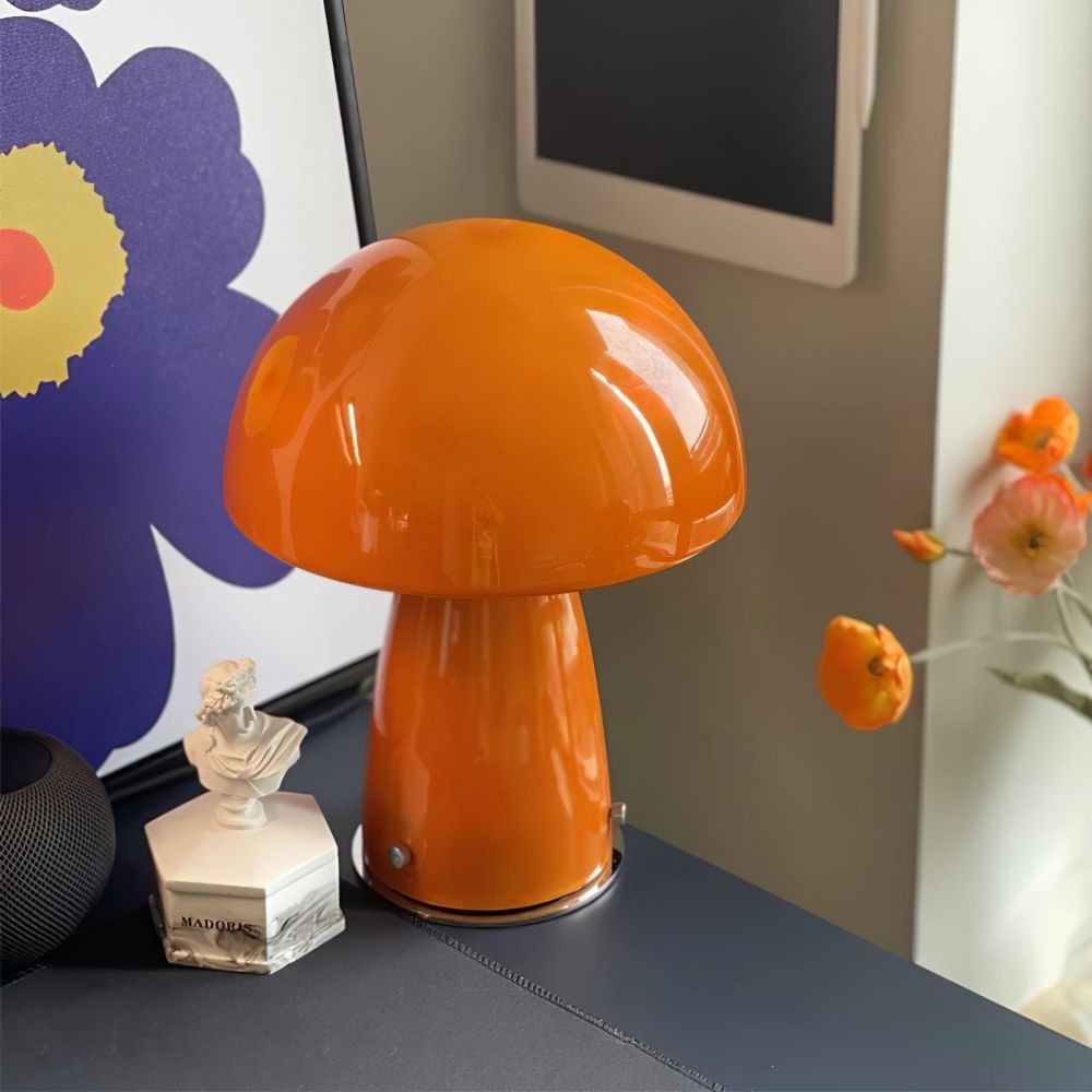 Vintage Bauhaus Glass Mushroom Table Lamp S79