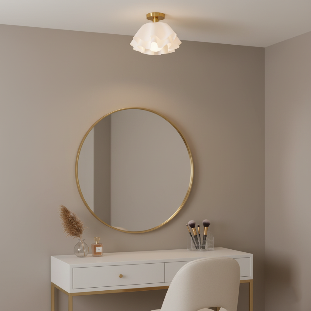 Lustra Pleated Retro Brass Acrylic Ceiling Light D959