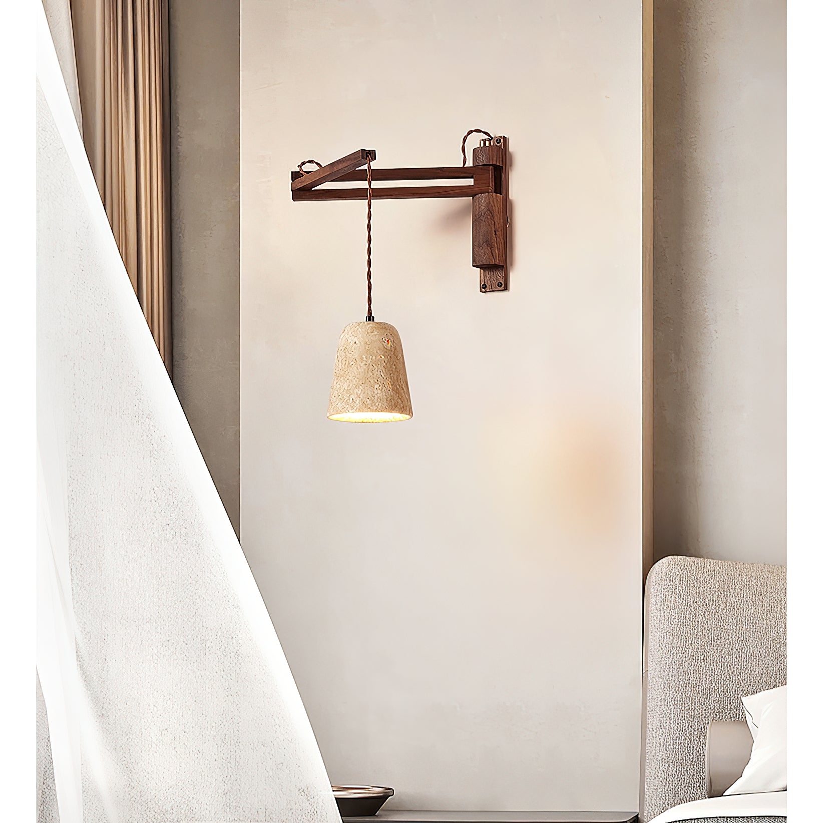 Tia Travertine Swing Arm Plug-in Sconce D685