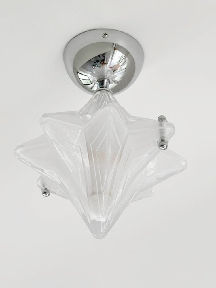 Art Deco Star Ceiling Lamp - Frosted Glass Fixture for Hallway & Entryway - Astris Ceres T435