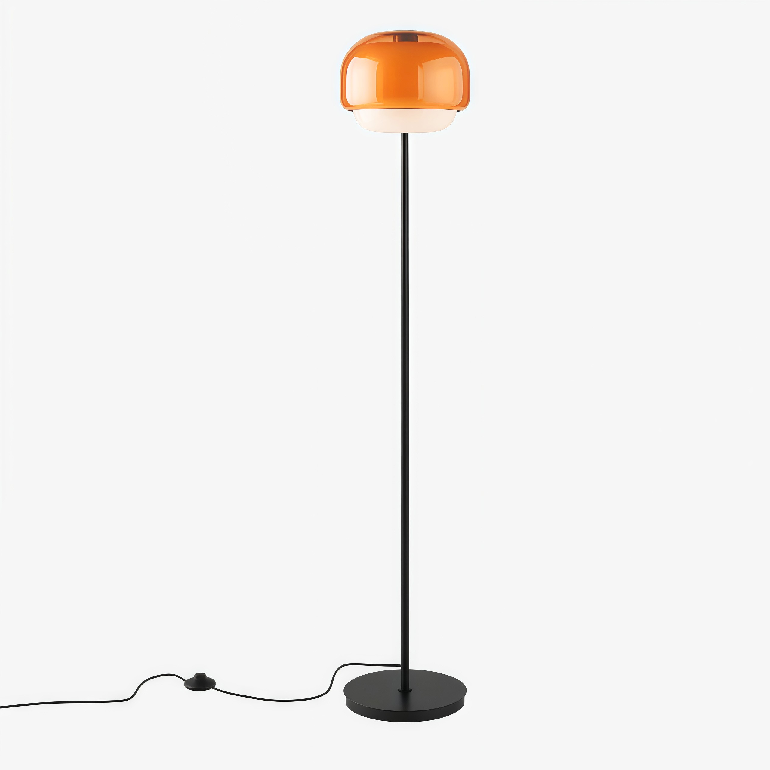 Szklana lampa podłogowa Clinco w kolorze ciemnopomarańczowym