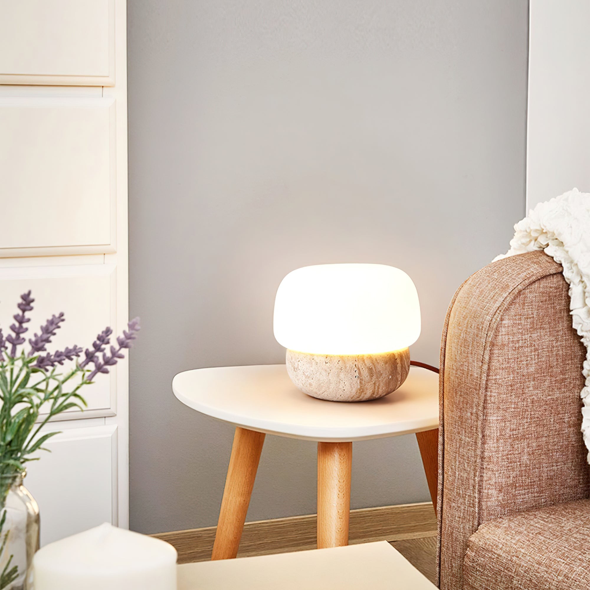 Nordic Style Round Travertine Table Lamp M73