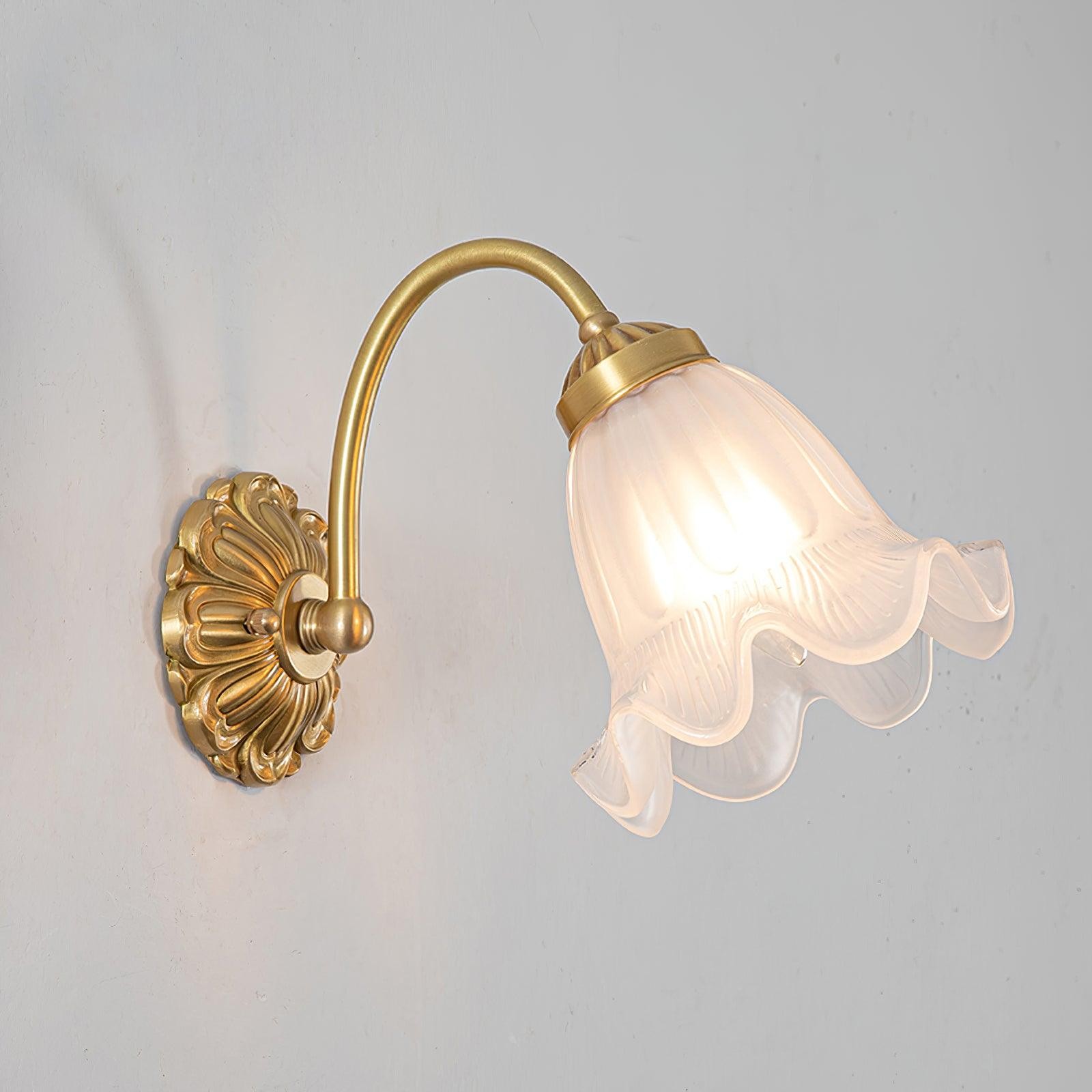 Nordic Modern Retro Elegant Flower Brass Glass Wall Lamp M490