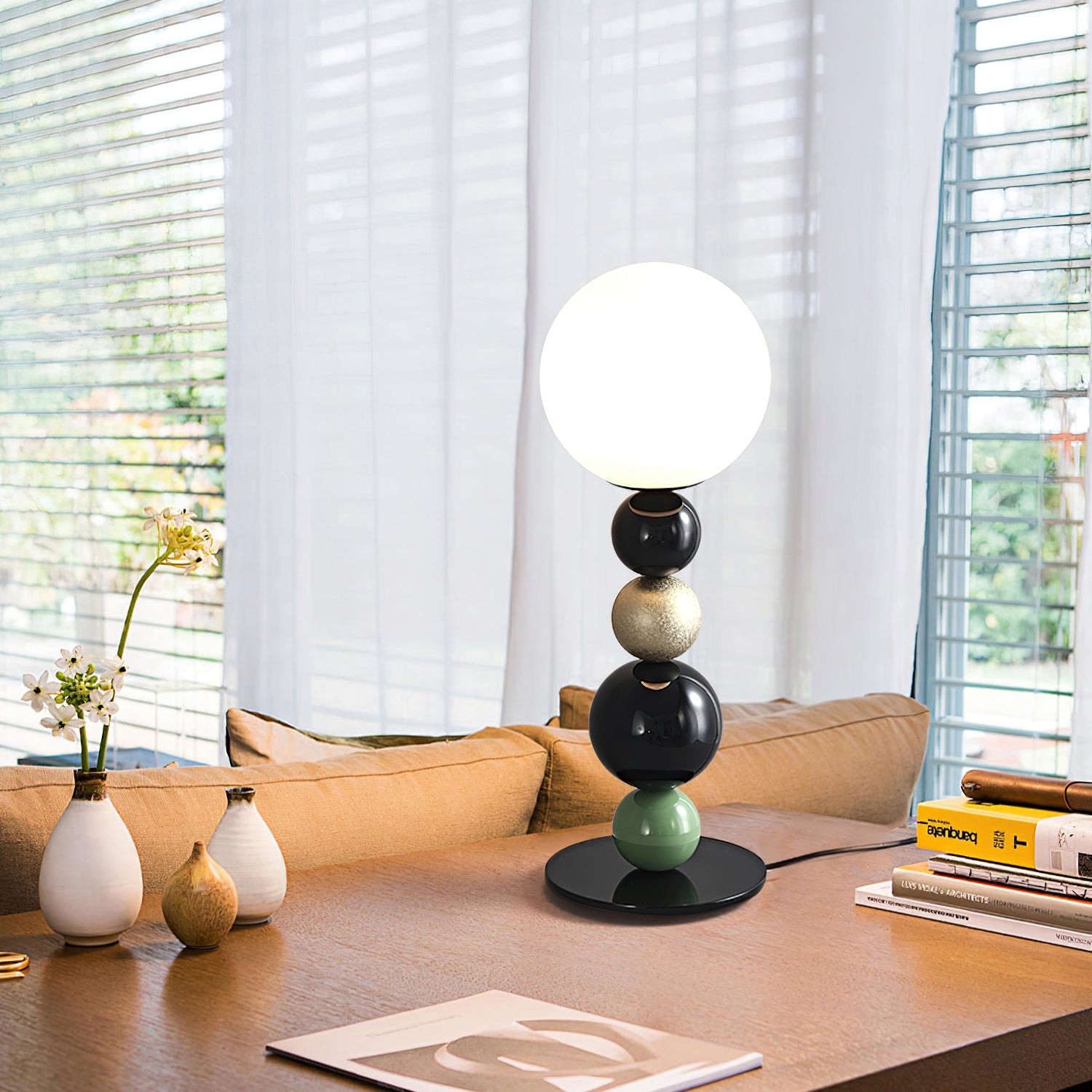 Round Balls Stacking Green Table Lamp M521