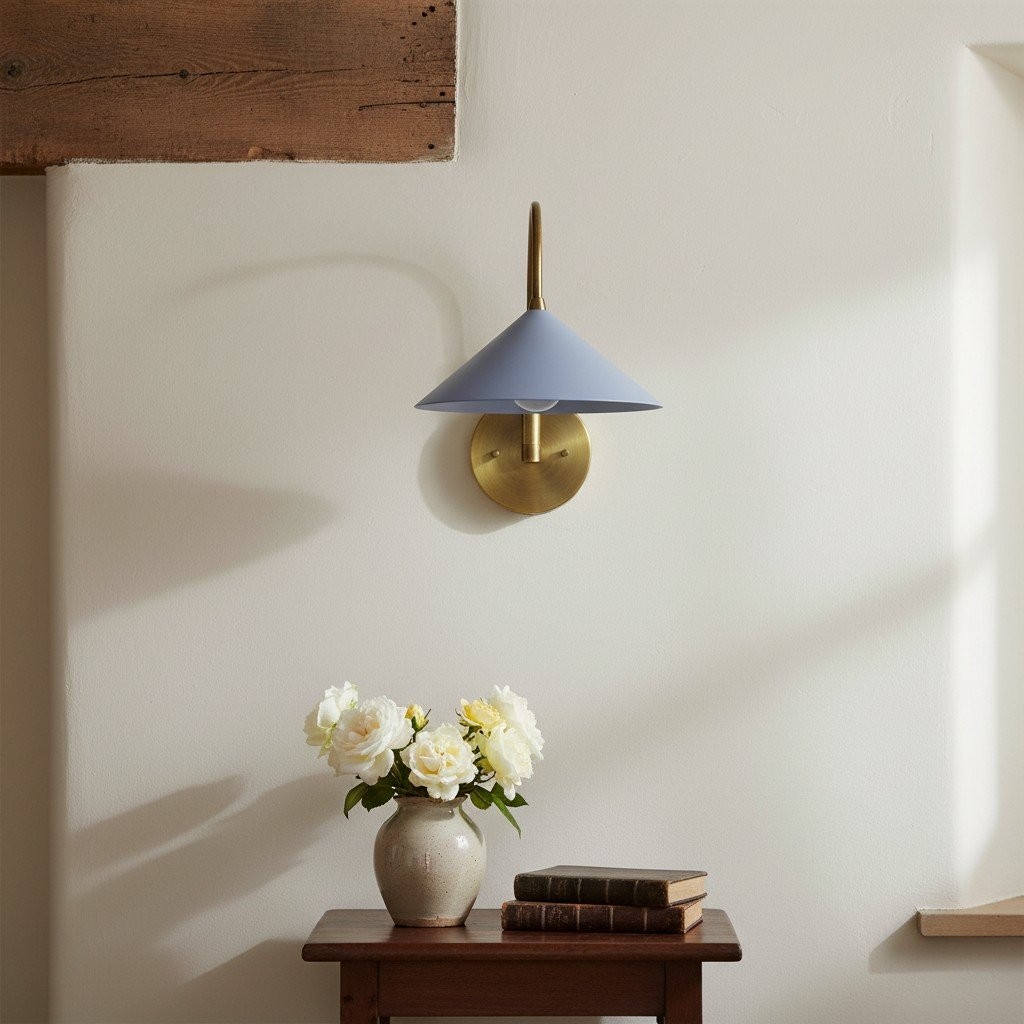 Curva Metal Vintage Wall Sconce - Elegant Cone Shade for Bedrooms T394