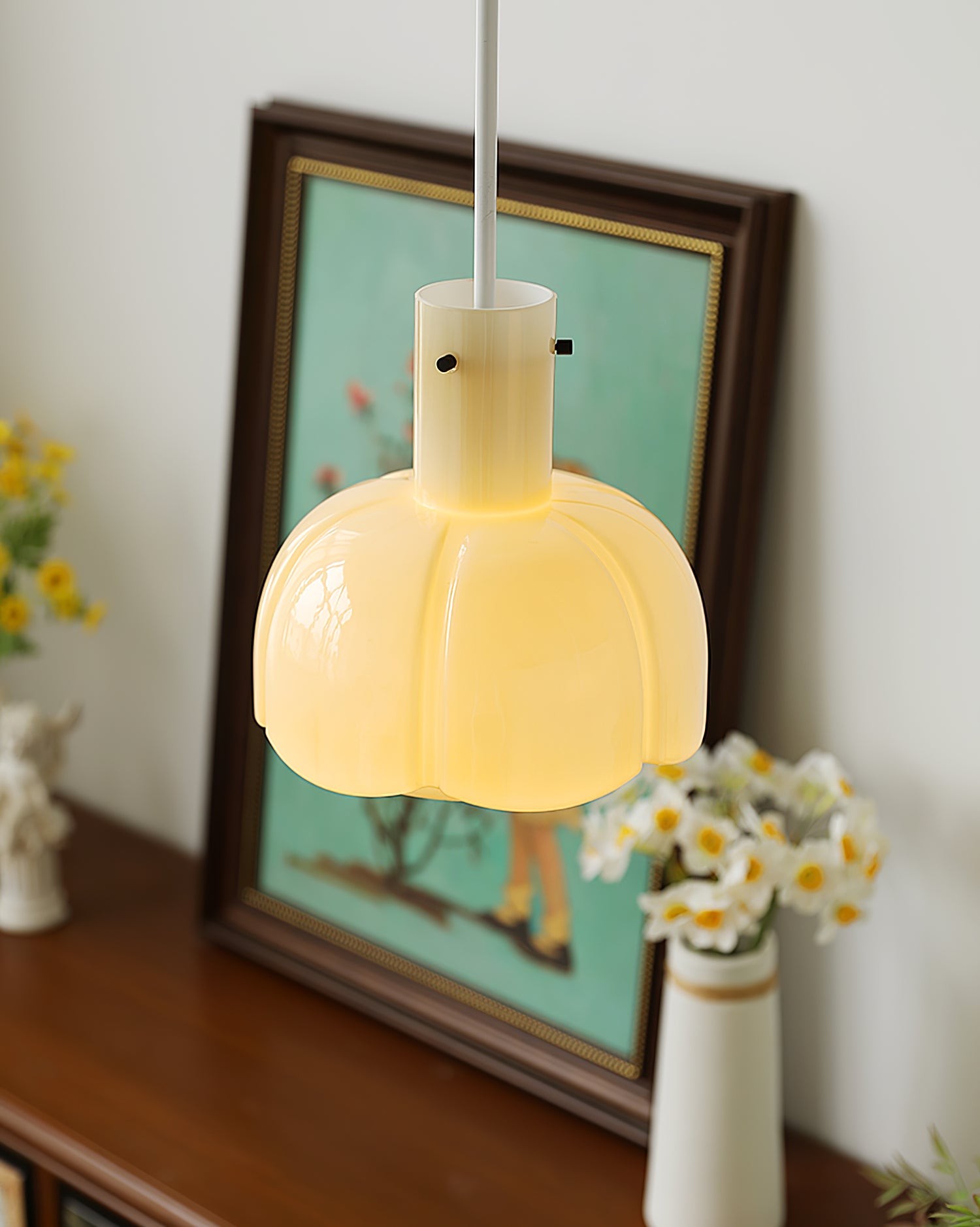 French Pastoral Style Petal Glass Pendant Light M123