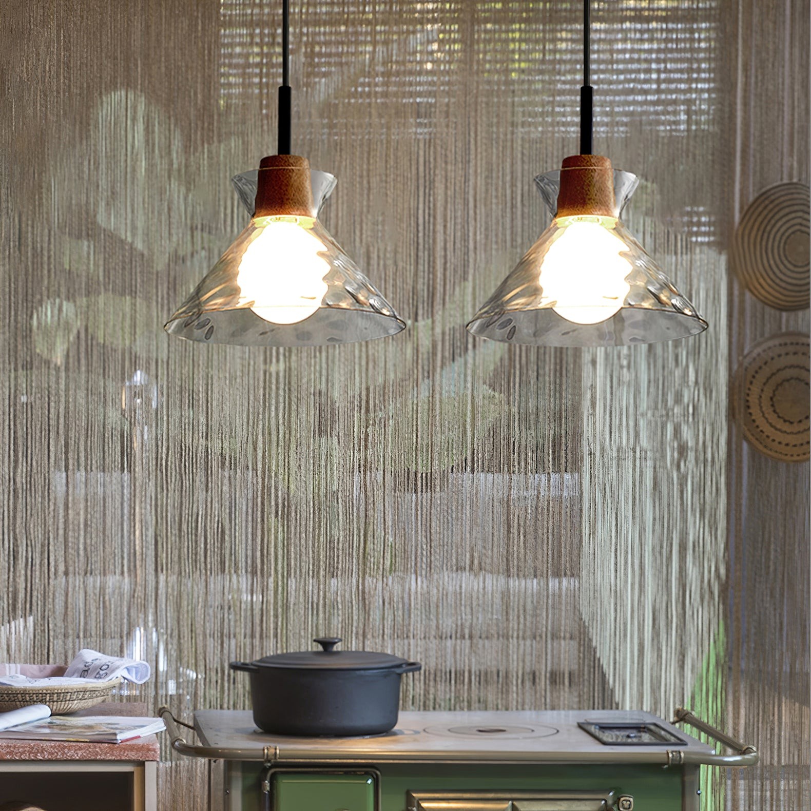 Modern Water Ripple Transparent Glass Pendant Lamp M116