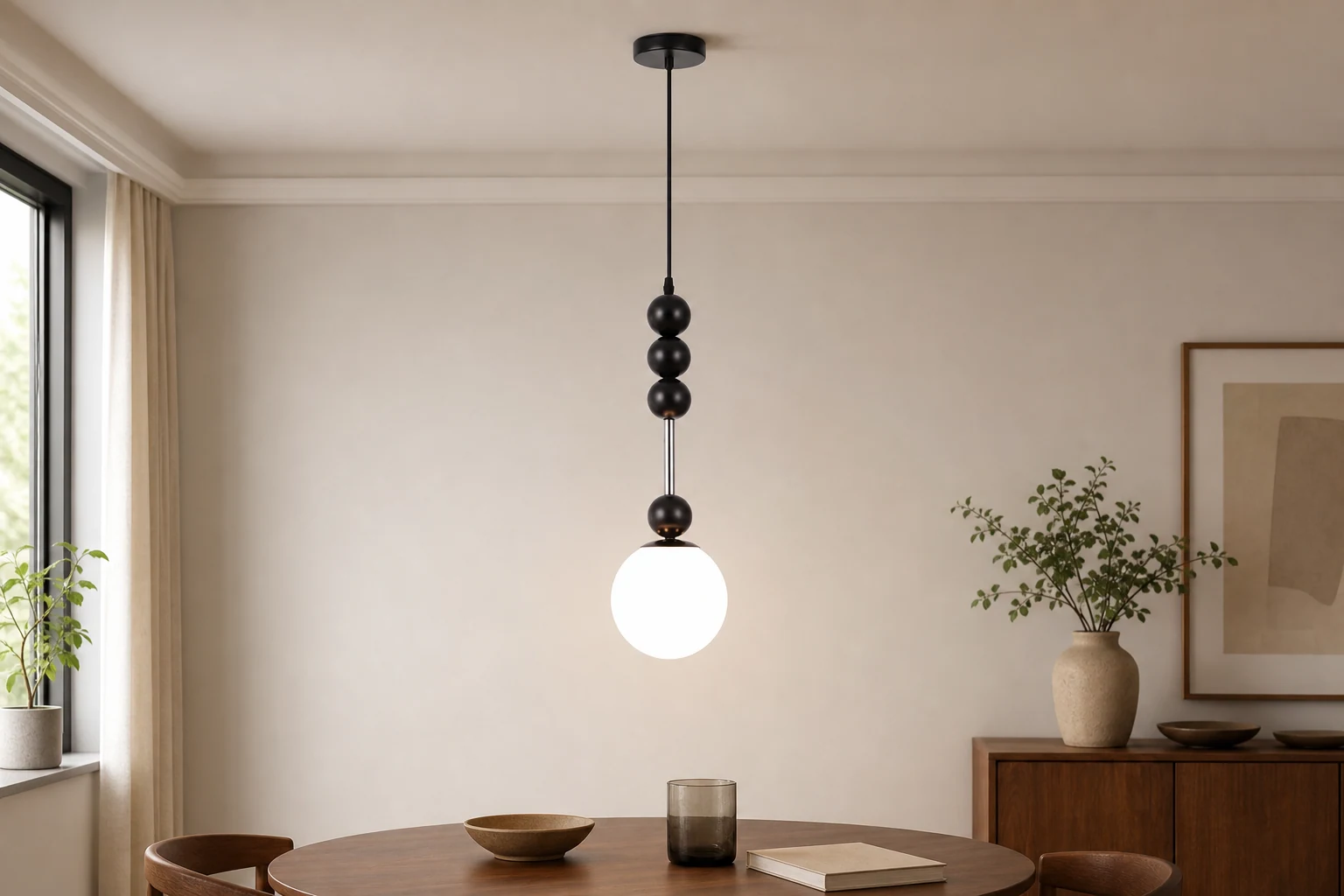 Lampa wisząca Bola pokazana w scenie pokoju lifestylowego