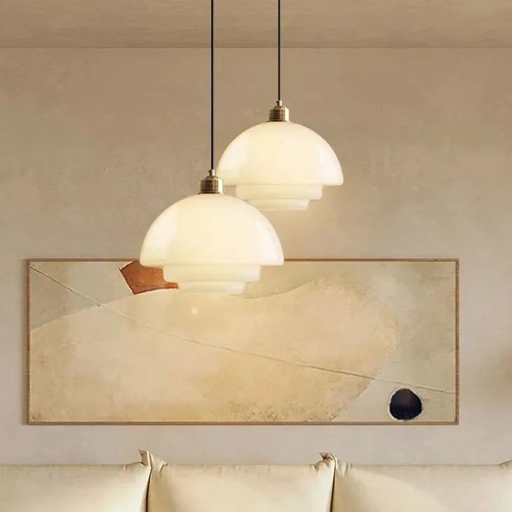 Mid-Century Art Milk White Glass Pendant Lamp S81