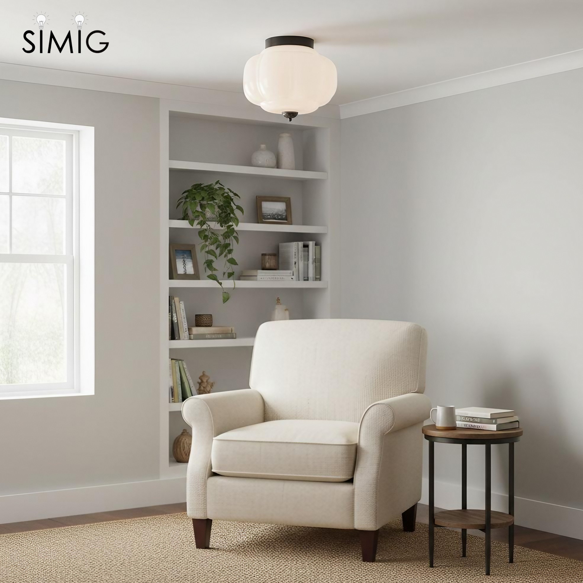 Eloise Retro Milk Glass Semi Flush Mount Ceiling Light G55