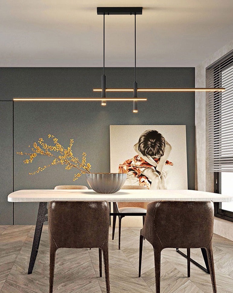 Modern Minimalist Sleek Metal Rod Chandelier M133