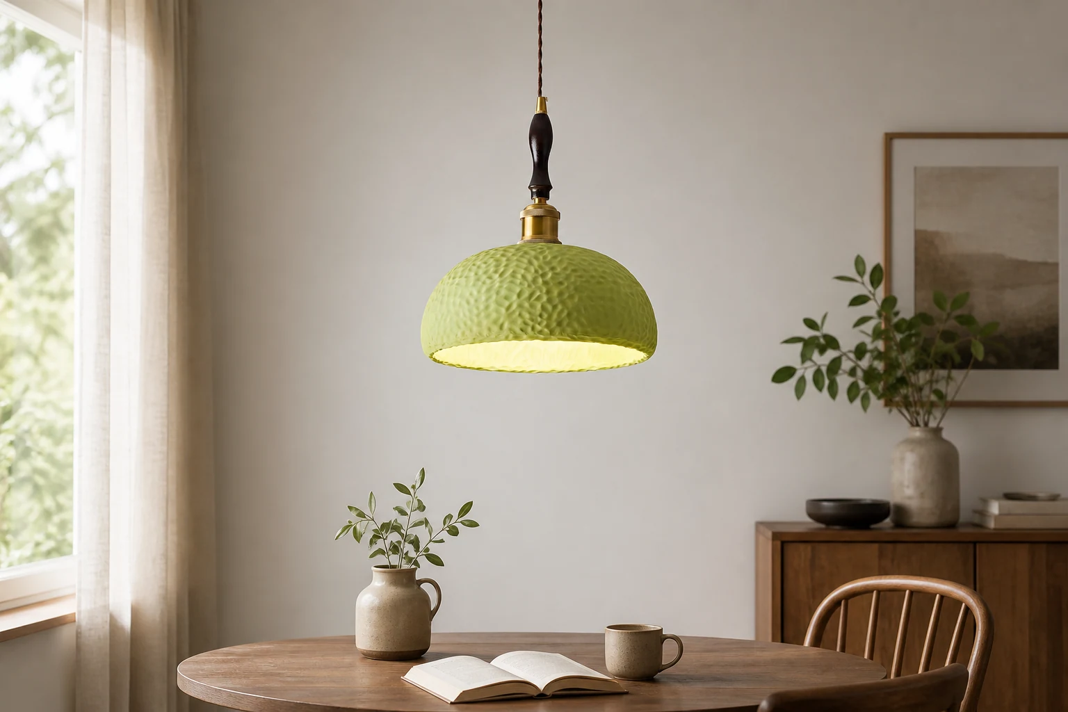 Lampa wisząca Moss Glow w scenie pokoju lifestylowego