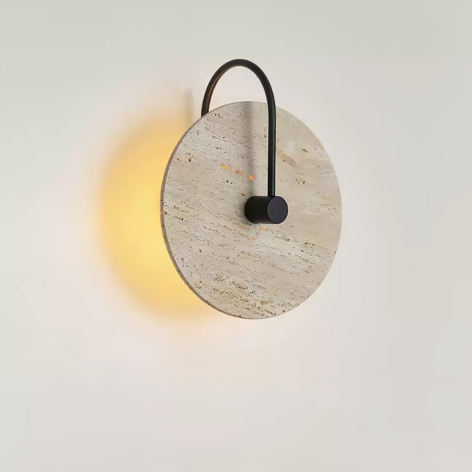 Simple Clock-Shaped Travertine Wall Lamp M25