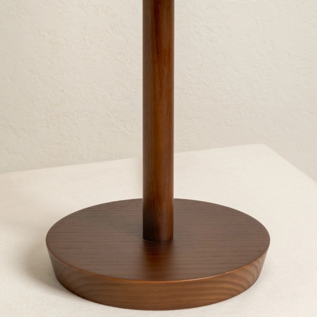 Linbron Modern Fabric Shade Table Lamp with Wood Base - Soft Ambient Lighting for Bedroom or Living Room T647