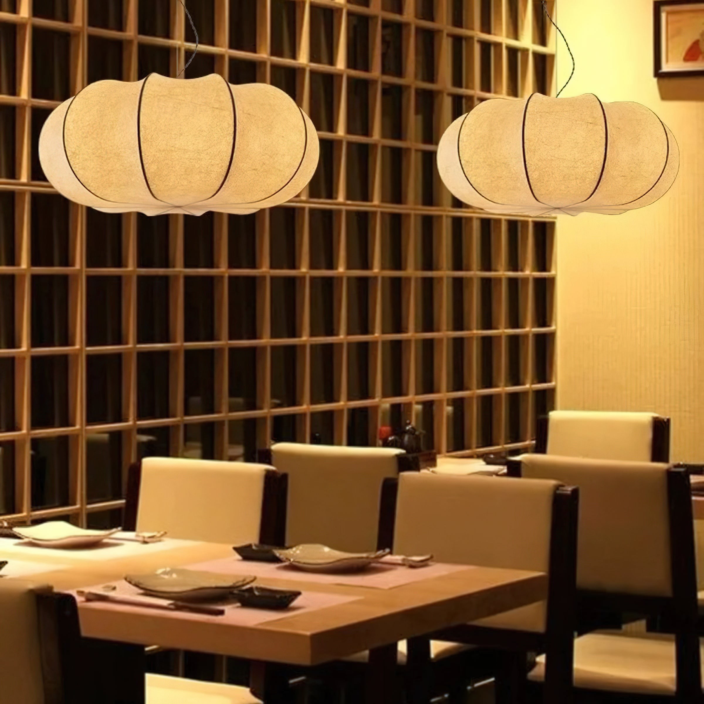 Modern Creative Flat Round Silk Pendant Lamp M125