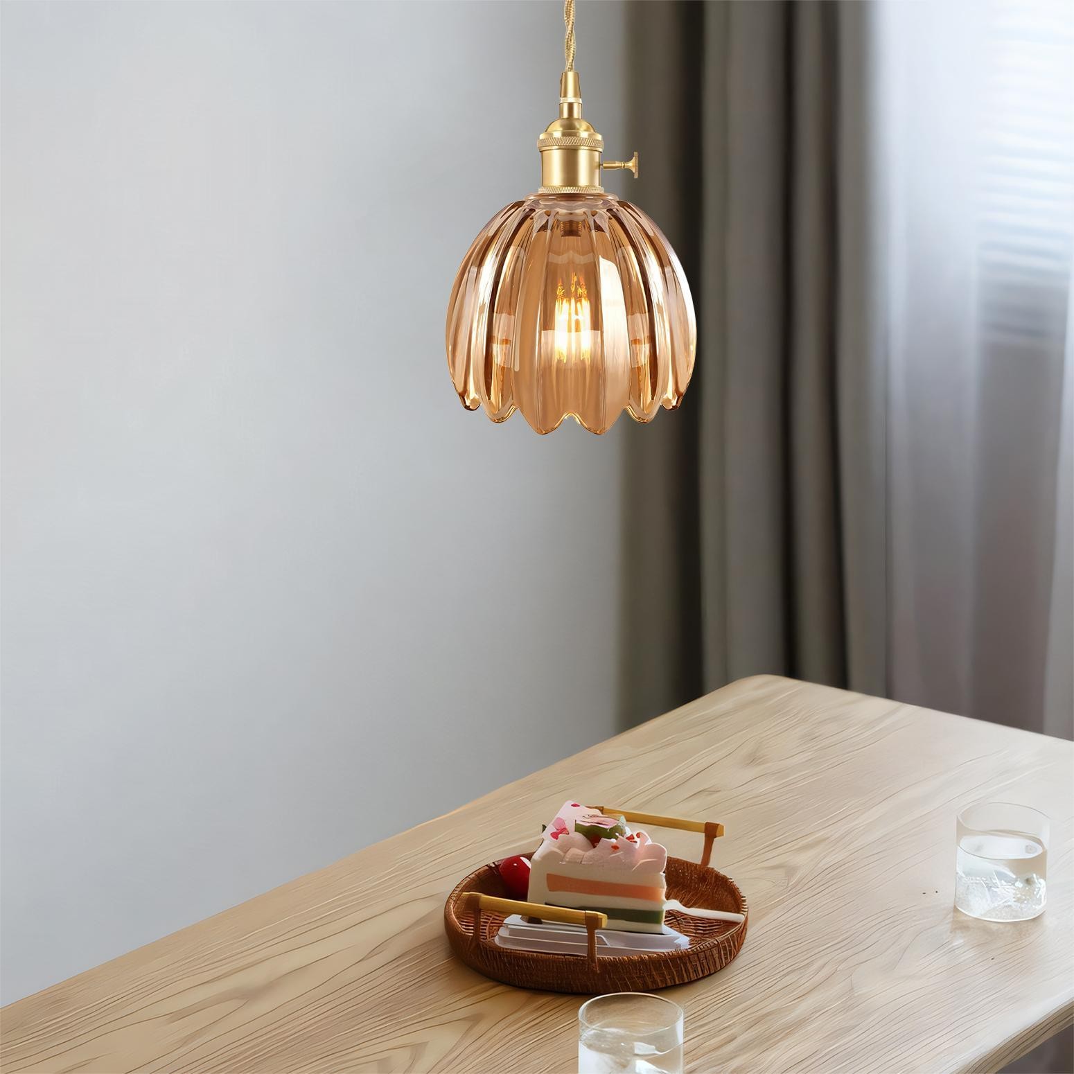 Japanese Retro Glass Flower Pendant Light S28