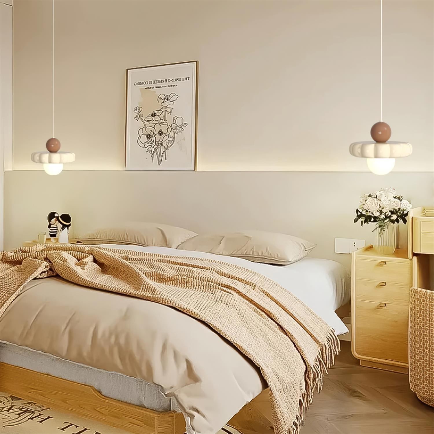 Cream Style Long Line Pumpkin Texture Pendant Lamp M275