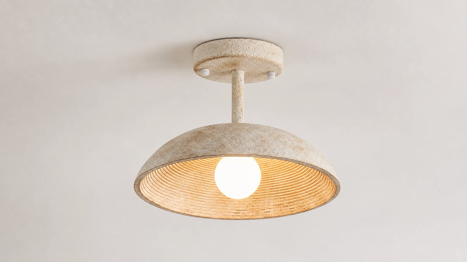 Lampa sufitowa Echo Bowl D328 pokazana w ciepłej scenie wnętrza