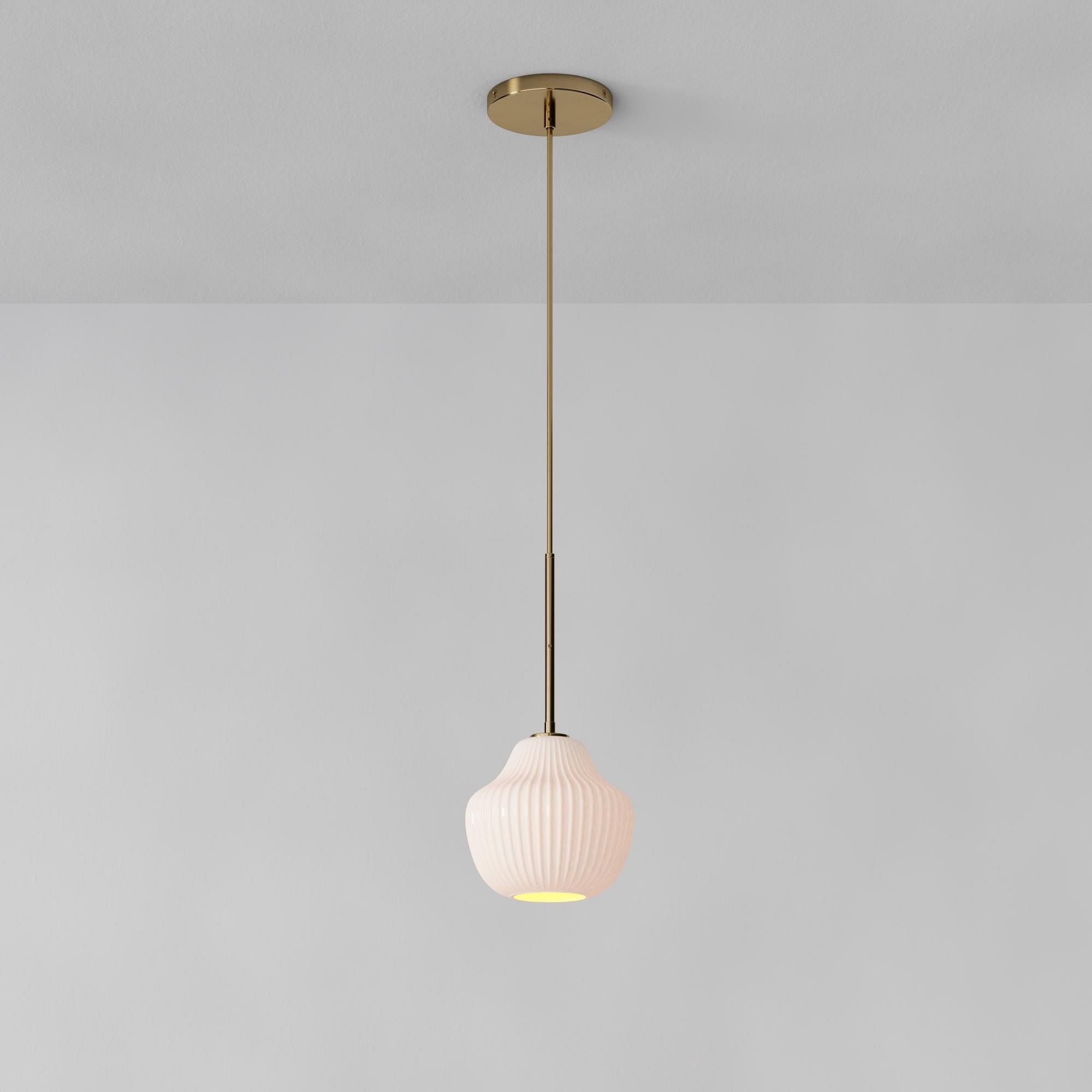 Rivrona Ribbed Pendant – Modern Ribbed Glass Light with Metal Finish T245