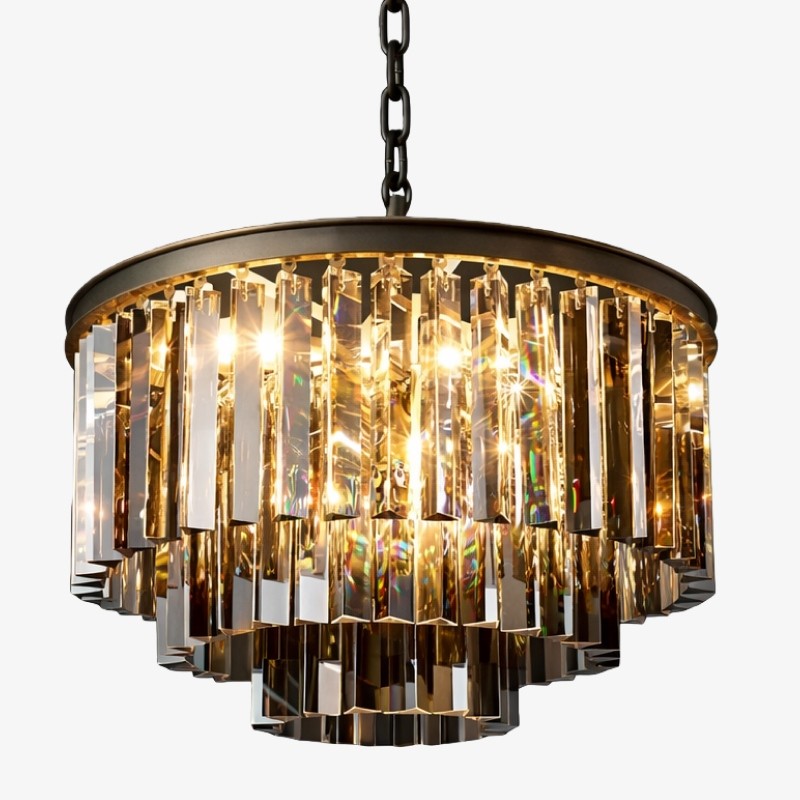 Aurevon Crystal Prism Metal Frame Modern Ceiling Chandelier for Home and Hotel T494