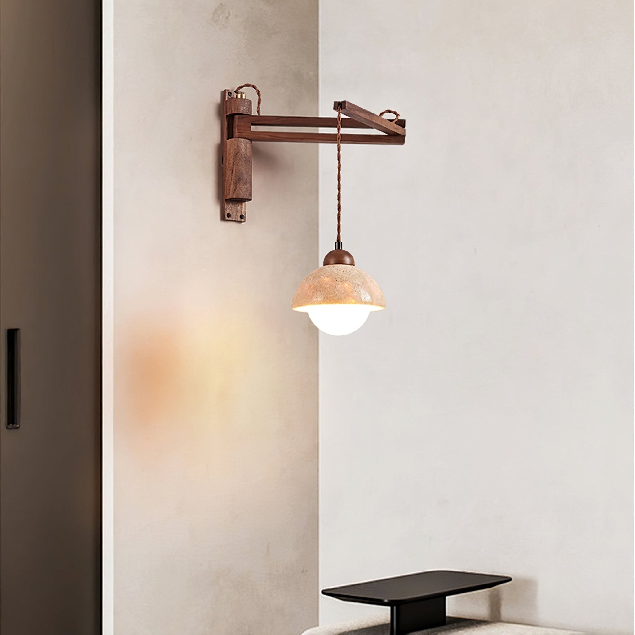 Adjustable Travertine Dome Wall Sconce D382