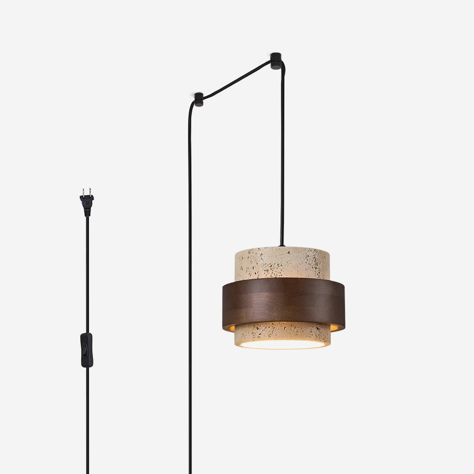 Cole Travertine Plug In Pendant Lamp D56