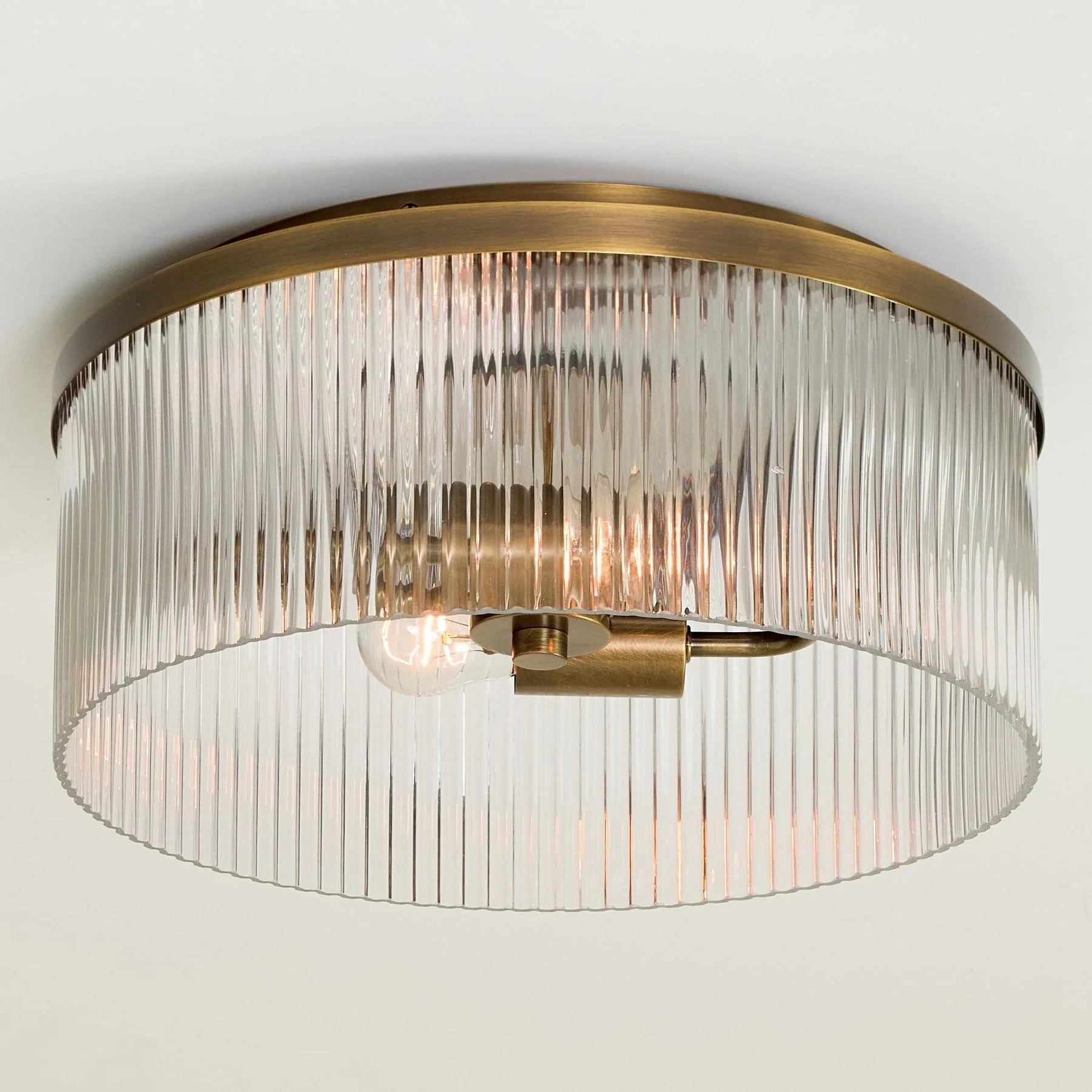 Bravira Copper Ribbed Glass Flush Mount Ceiling Lamp G24