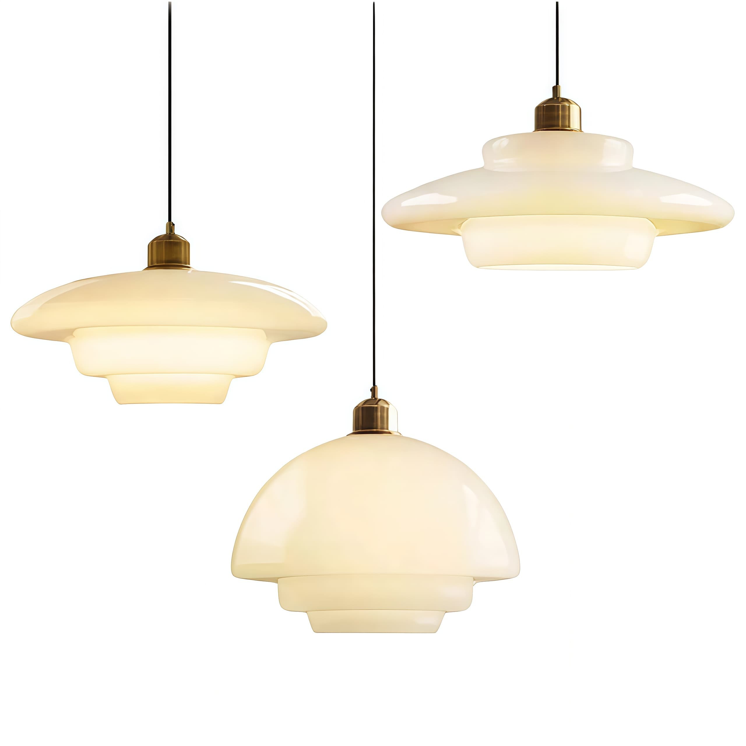 Mid-Century Art Milk White Glass Pendant Lamp S81
