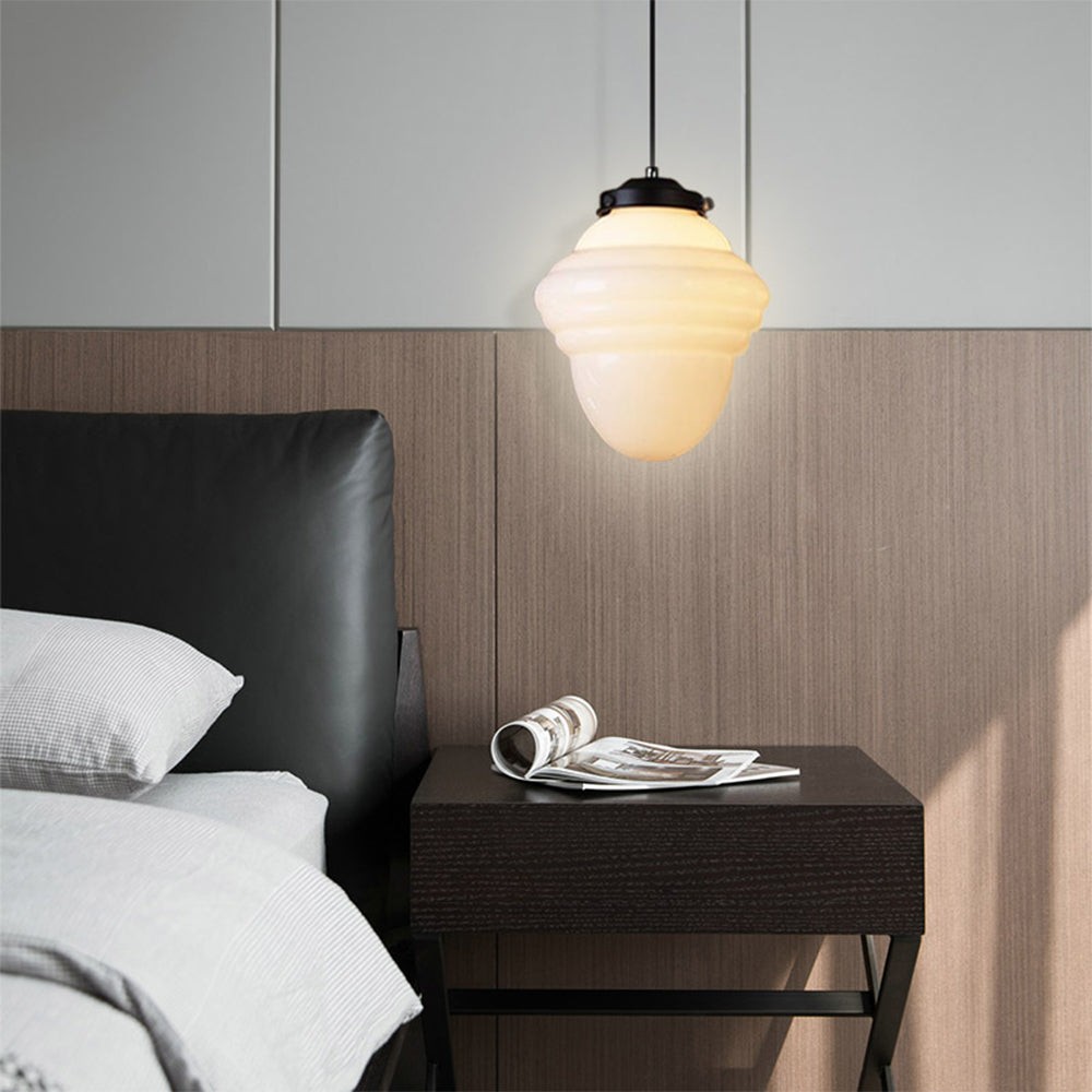 Modern White Milk Glass Geometric Jar Pendant Lamp S167