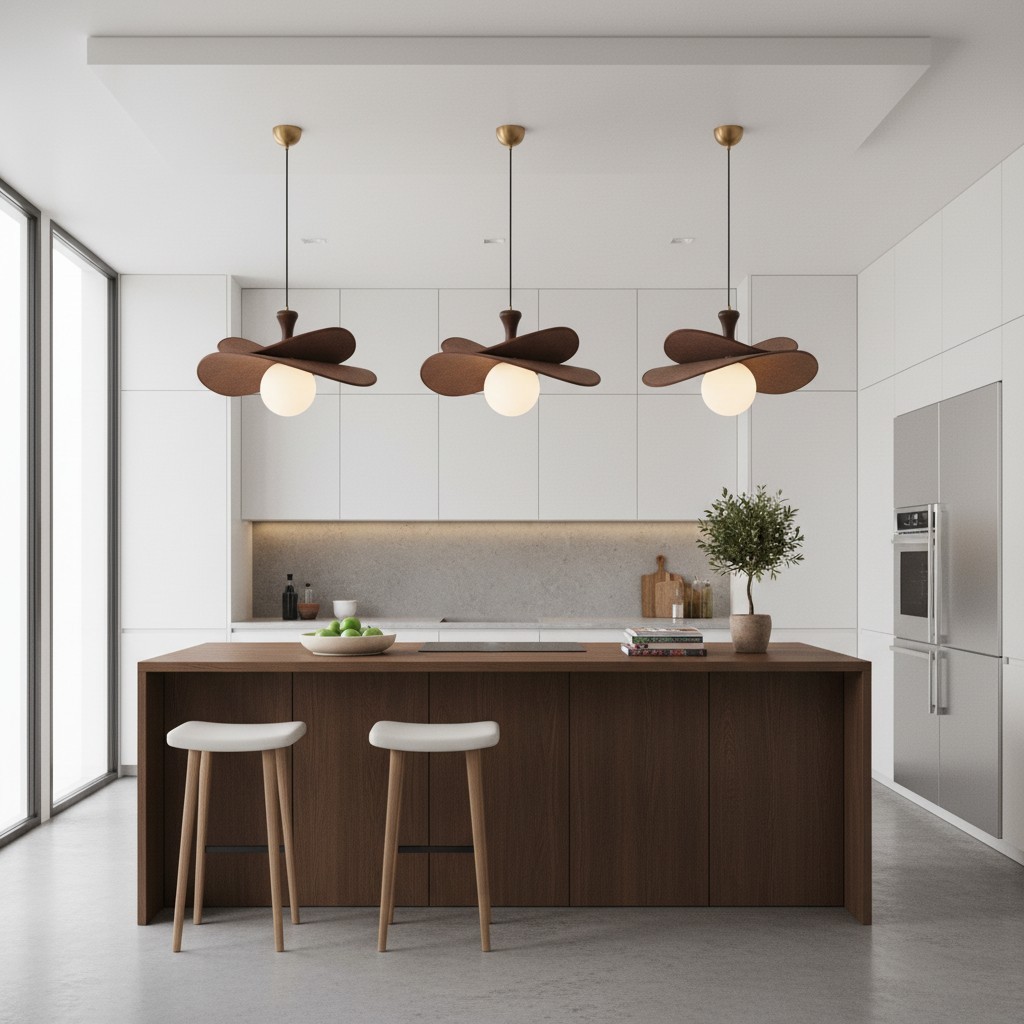 Orrise Blooming Petal Chandelier - Modern Metal and Wood for Living Rooms and Dining Rooms T529