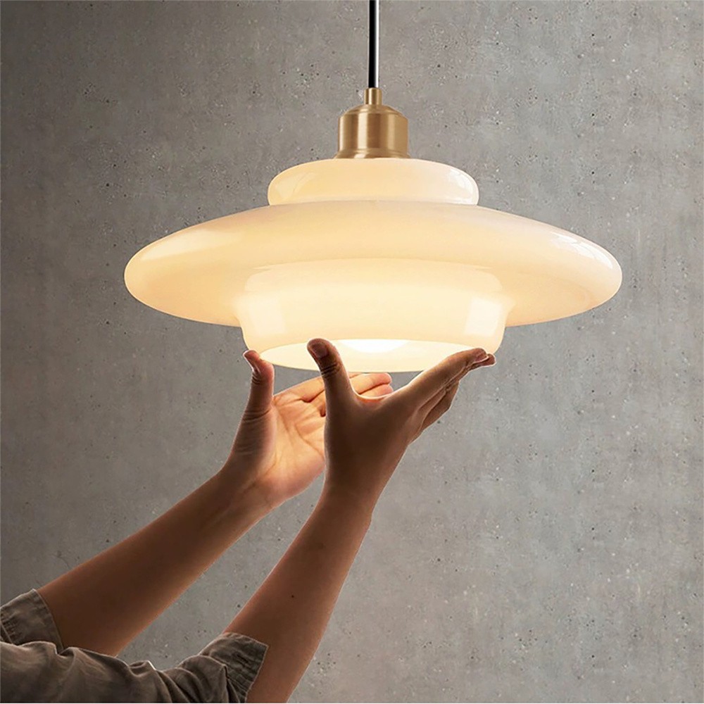 Mid-Century Art Milk White Glass Pendant Lamp S81