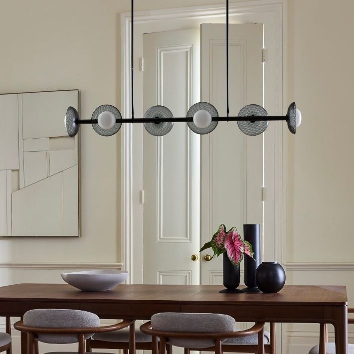 Elorina 6-Light Linear Chandelier - Modern Metal Light Fixture - Dining Room Lighting T006
