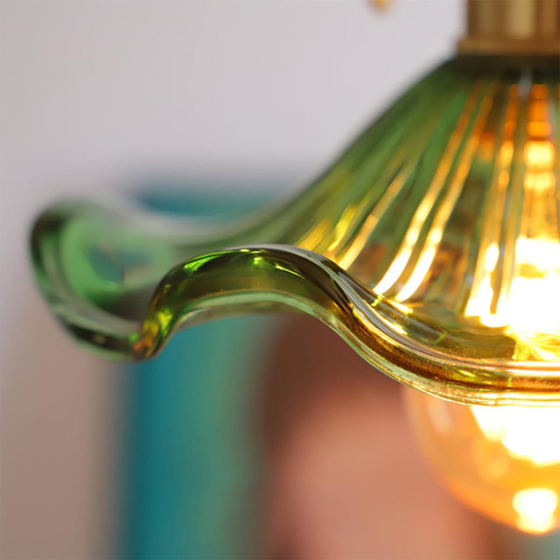 Retro Hibiscus Flower Glass Pendant Light S104