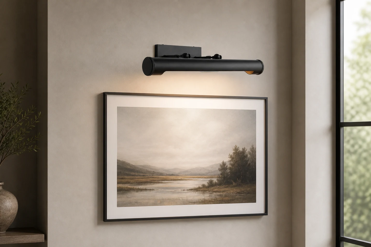 Lampa obrazowa Modo w stylu życia na ścianie ekspozycyjnej
