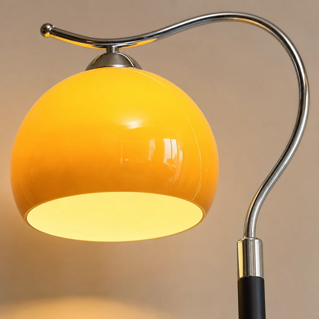 Zbliżenie szczegółów materiałów lampy podłogowej Retro Mushroom Fishing