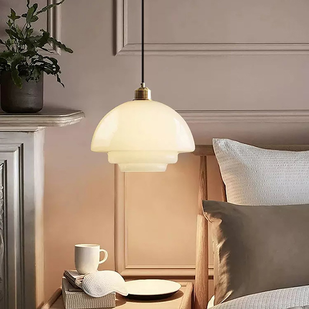 Mid-Century Art Milk White Glass Pendant Lamp S81
