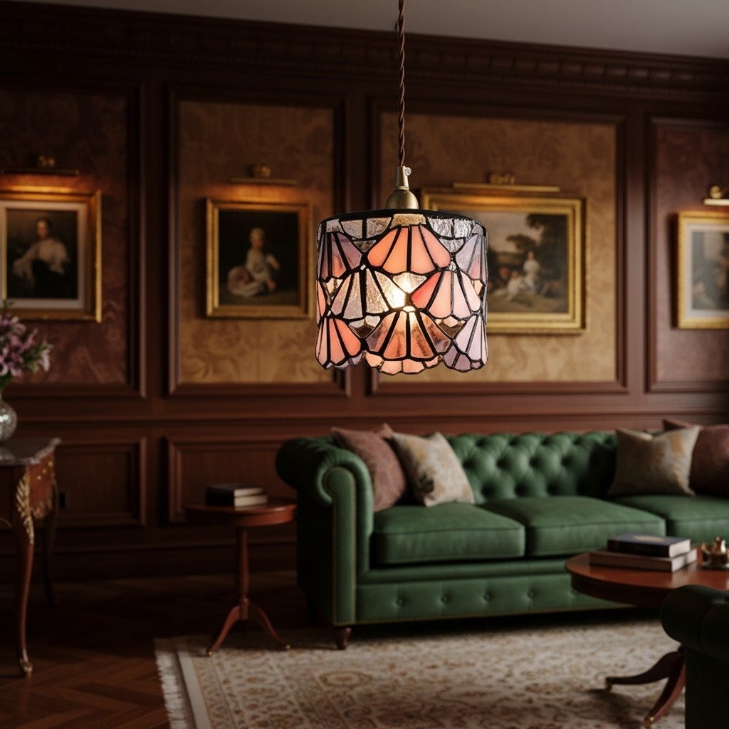 Vintagia Tiffany Inspired Pendant Light - Artistic Glass Shade Pendant for Dining Island T514