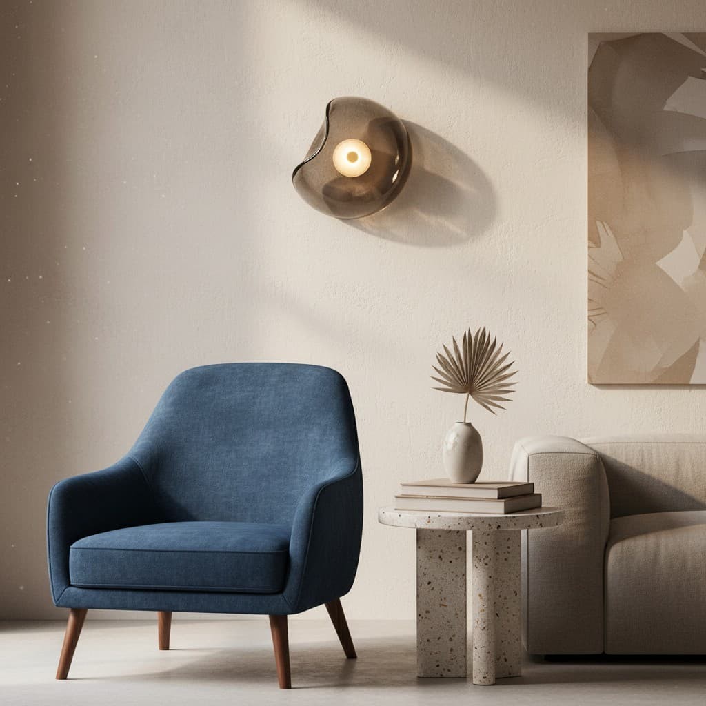 Lunacrest Curved Nebula Inspired Wall Light - Artistic Glass Lighting for Hallway T584