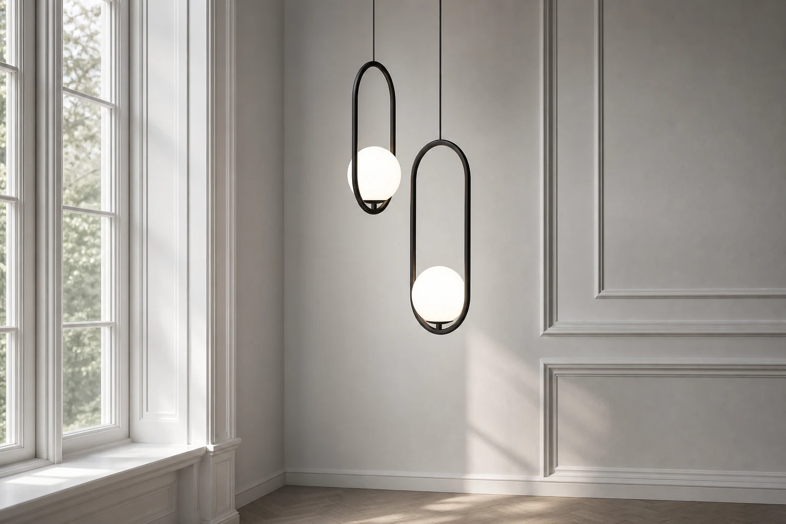 Geometryczna lampa wisząca stylizowana na nowoczesne wnętrze