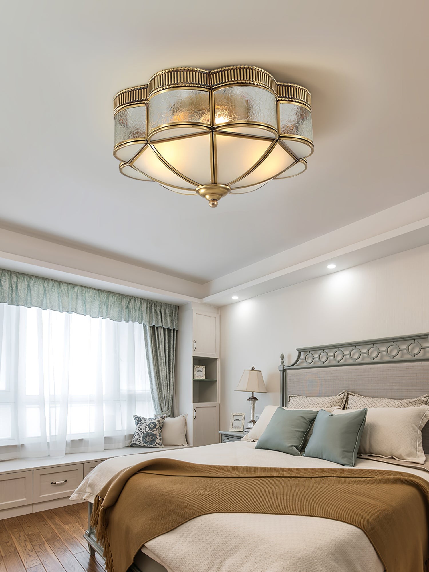 Brass Domed Flush Ceiling Lamp M572