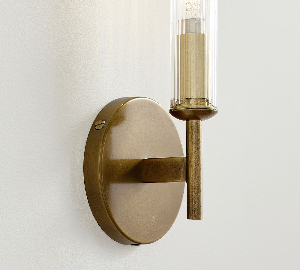 Bravira Ribbed Glass Wall Lamp - Tube Metal Light in Classic Finishes T075