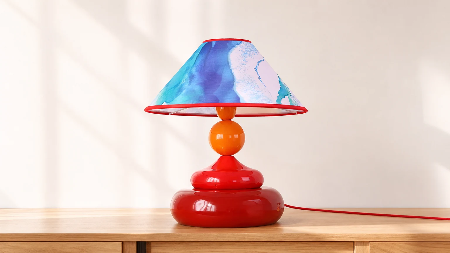 Retro dekoracyjna kolorowa lampa stołowa M344 w scenie ciepłego pomieszczenia